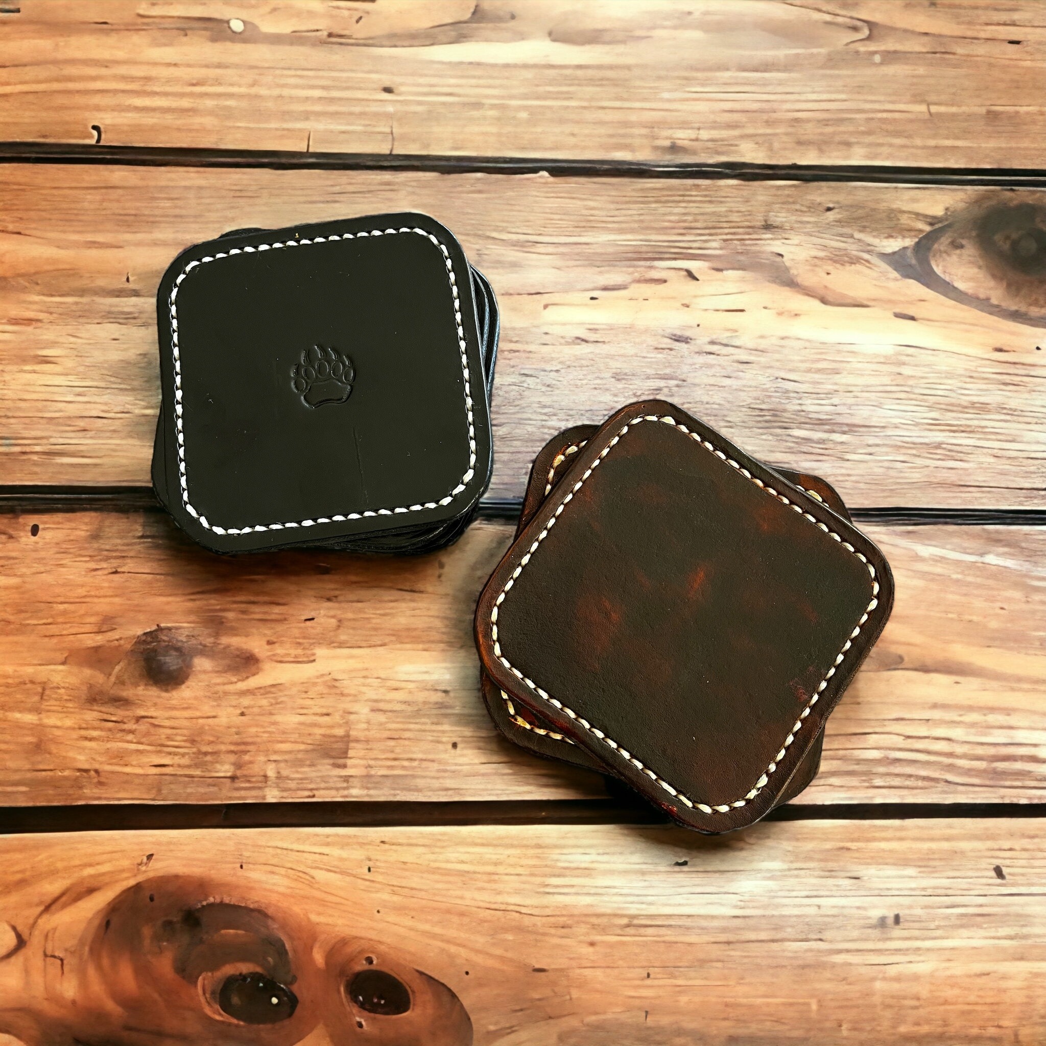 Handmade leather coasters